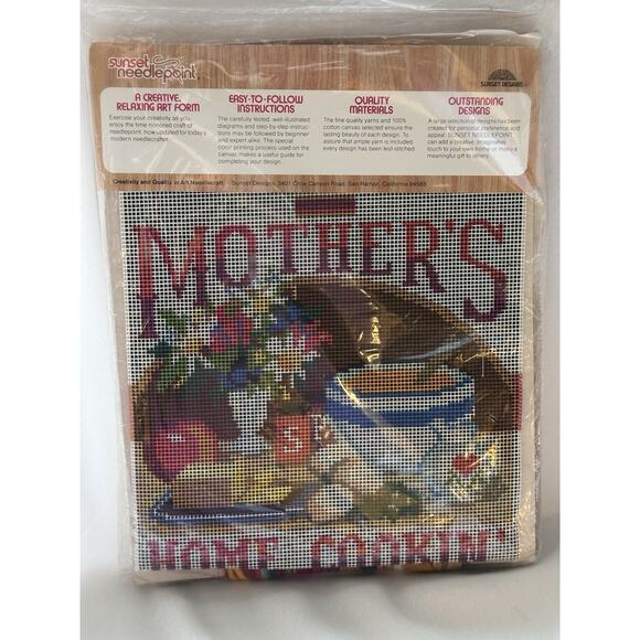 Sunset Needlepoint Kit Mother’s Home Cookin' #6794 Fits 12"x12" Frame, New - Picture 3 of 3